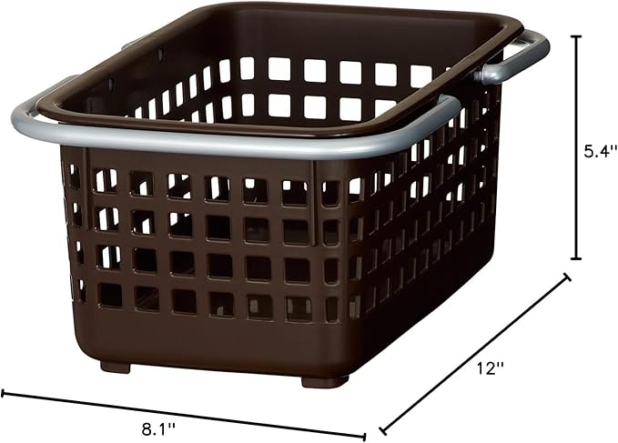 LIKE-IT SCB-2 Laundry Hamper with Handle, Mini Basket, Approx. Width 8.1 inches (20.7 cm), Depth 12.1 inches (30.6 cm), Height 5.3 inches (13.6 cm), Brown, Made in Japan
