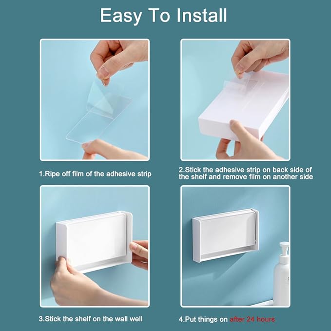 Small Floating Wall Shelf, Foldable Adhesive Mini Shelf for Phone, Remote, Earphone - Home, Office, White (1 Pcs)