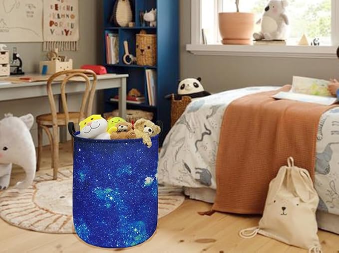 Round Laundry Hamper Storage Basket Fabric Material Storage Hamper Organization Basket, Storage Bin, Gift Box with Handles for Room