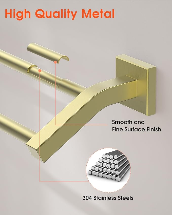 Alise Bath Double Towel Bars Towel Racks for Bathroom,Wall Mount Towel Holder Heavy Duty SUS304 Stainless Steel Towel Hanger Towel Rail,Gold,32 Inch