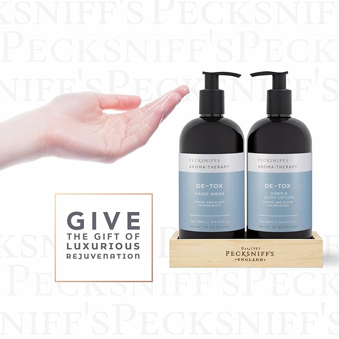 Pecksniffs Moisturizing Hand Wash and Hand & Body Lotion Caddy Set - Aroma:Therapy De-Tox, 500 ml/16.9 fl oz