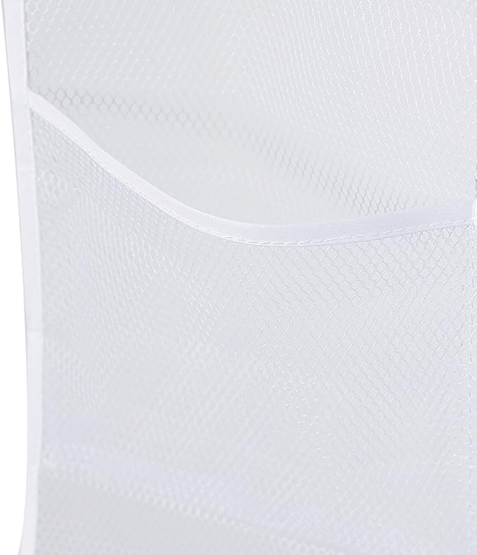 ALYER 6 Storage Pockets Hanging Mesh Shower Caddy,Space Saving Bathroom Accessories and Quick Dry Bath Organizer with Hanger,White
