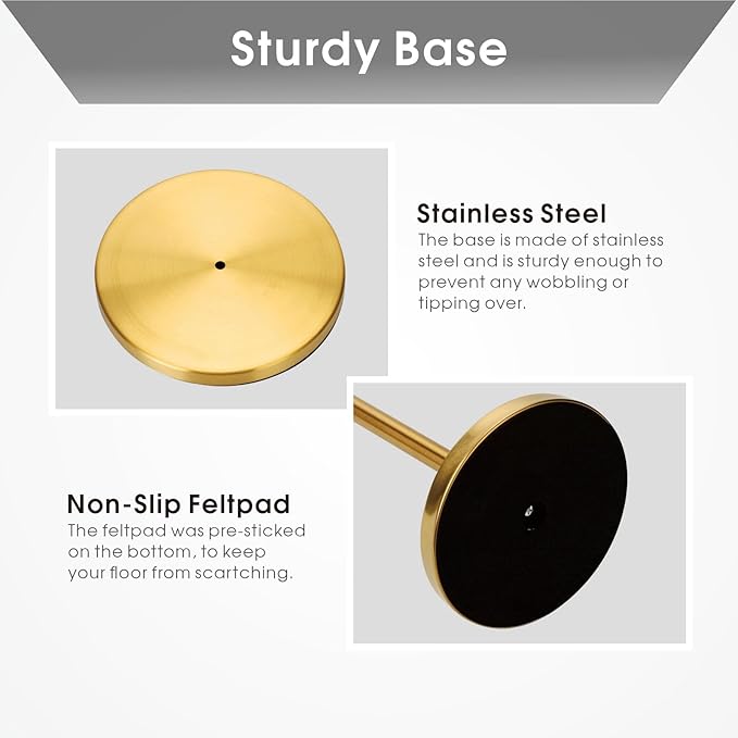 Toilet Paper Holder Stand Gold with Shelf on Top, Sturdy TP Roll Holder Floor Standing, Stainless Steel Base (Gold)