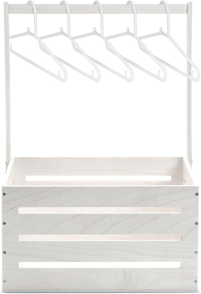 Suzile White Wooden Baby Shower Crate Closet Wood Basket for Gifts with Handle Boy Girl Clothes Gender Reveal Storage Box for Newborn New Parent (Classic)