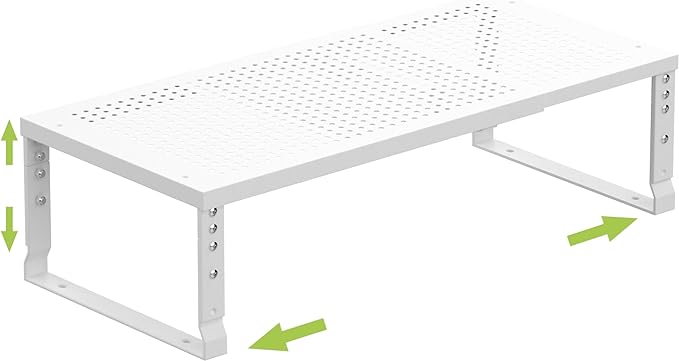 Jojocross Expandable Cabinet Shelf Organizer Storage Spice Rack Shelves for Kitchen Stackable Adjustable Pantry Cupboard Bathroom Countertop Desktop(1Pack/White/Large-with Hole)