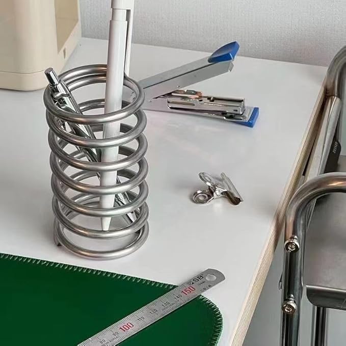 Toothbrush Holders Spring Shape Stainless Steel Pen Holder Bathroom Tabletop Makeup Brush Organizer Toothbrush Stand