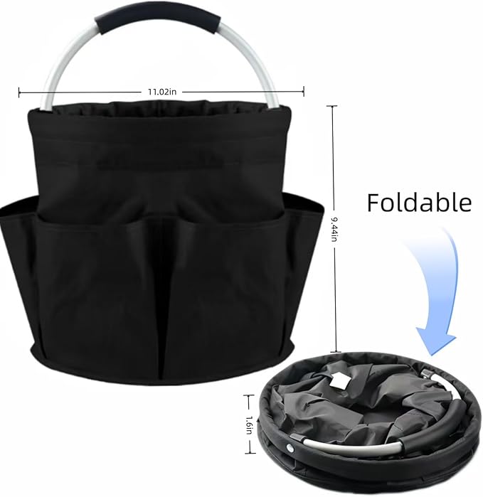 17L Cleaning Caddy With Handle, Foldable Storage Cleaning Product Organizer, Cleaning Caddy for Cleaning Supplies Outdoor Camping, Portable Multifunctional Cleaning Bucket tool Bag Organizer