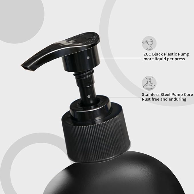 MOMEEMO Matte Black Soap Dispenser Bathroom Set, Contains Lotion and Hand Soap Dispenser, Suitable for Bathroom Decor Farmhouse Style. (Black)