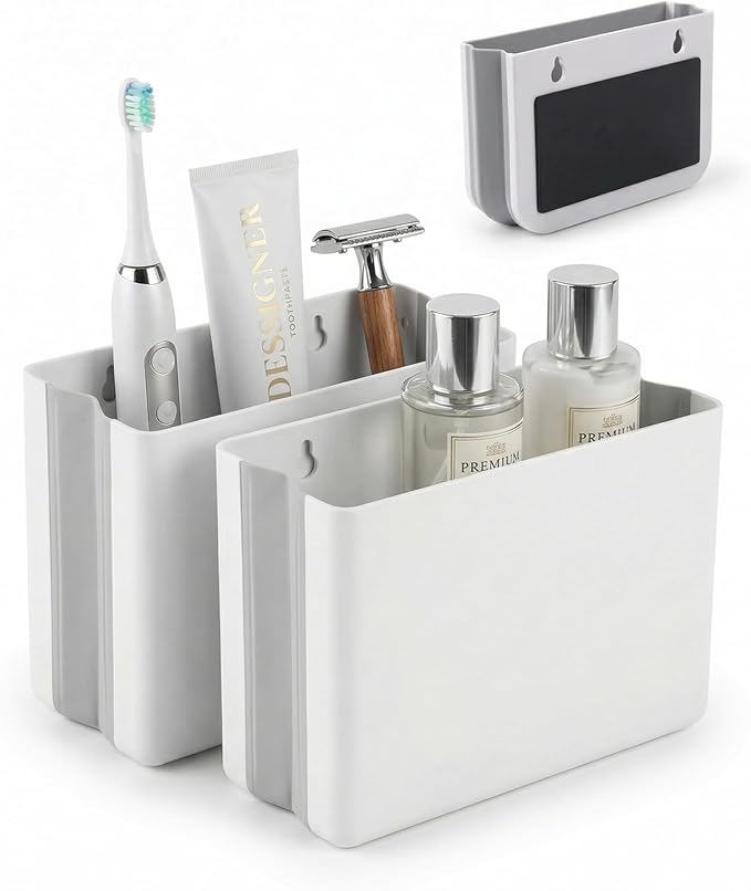 Cruise Magnetic Toothbrush Holder 2 Pack Cabin Walls, Foldable Toiletry Organizer for Disney RoyalCaribbean Carnival Cabin Bathroom, Strong Magnet, No Drilling, Space-Saving Travel Essential
