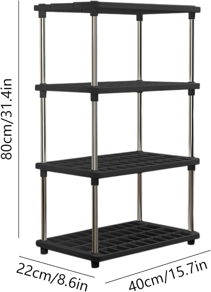 4-Tier Storage Shelf – Standalone or Connectable Heavy-Duty Metal Rack for Instant Kitchen, Pantry & Closet Organization, Easy Assembly