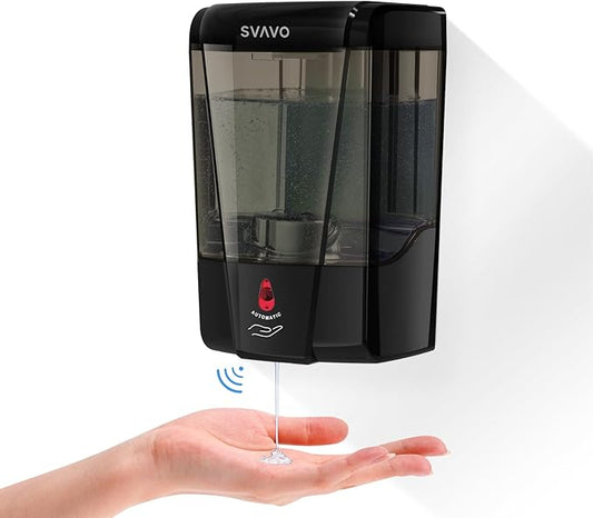 SVAVO Automatic Soap Dispenser Wall-Mounted, Hand Soap Dispenser Touchless Electric Sensor Pump Battery Operated for Office Home Kitchen Bathroom, Hotel Restaurant, 600ml/21fl.oz