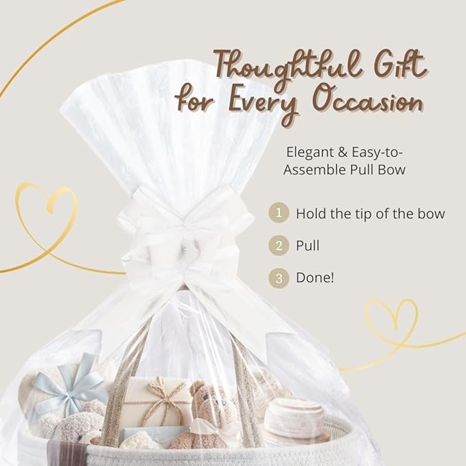 DECOMOMO Diaper Caddy, Empty Woven Basket for Gifts, Mother's Day Baby Baskets for Baby Shower Newborn (Spiral Beige & White, Large Gift Set)