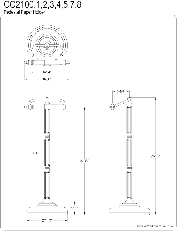 Kingston Brass CC2108 Georgian Freestanding Toilet Paper Holder, Brushed Nickel