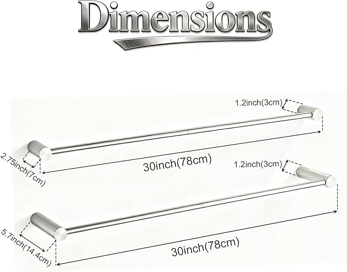Towel Racks for Bathroom, NEWRAIN 30 inch Double Bath Towel Bar Wall Mounted, Stainless Steel Kitchen Towel Holder, Brushed Nickel Towel Rod Towel Rail Hange