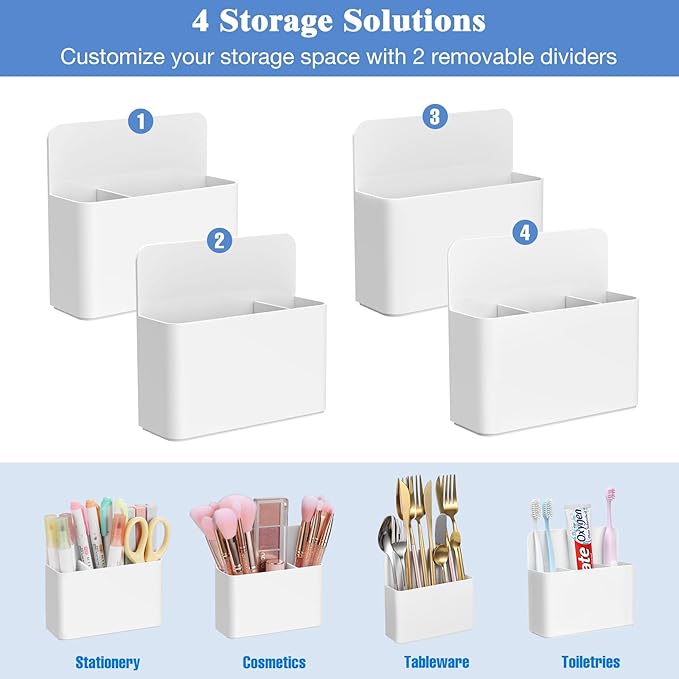 MoKo Magnetic Toothbrush Holders for Cruise Essentials, Travel Toothbrush Holder for Bathrooms, Wall Mounted Tooth Brush & Toothpaste Organizer, Cruise Must Haves, White