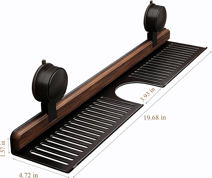 Bathroom Storage Shelves Floating,Modern Kitchen Organizer Faucet Shelf,No Mounted Shower Sink Caddy Organizers,Toothbrush soap Rack (Black, 20 inch)