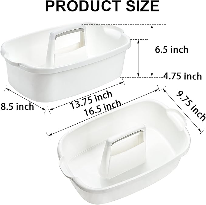 TOPZEA 2 Pack Cleaning Supplies Caddy, Large Plastic Cleaning Supply Organizer Bucket with Handle Portable Housekeeping Shower Tote Caddy Under Sink Tool Storage Baskets for Dorm, Bathroom, Household