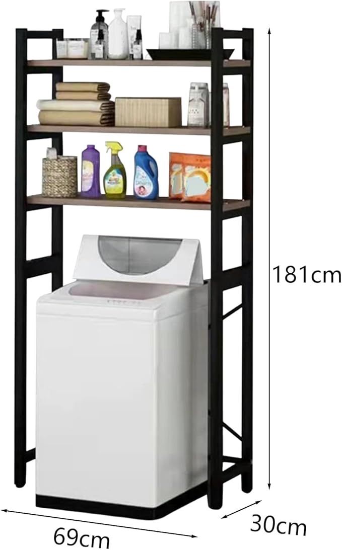 1 Set Over The Toilet Storage, 3-Tier Bathroom Laundry Storage Rack Space-Saving Organizer Household Supplies (Black)