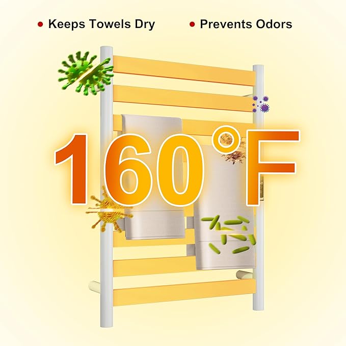 Heated Wall Mounted Electric Towel Warmer Rack,Timer & Temperature Control, 8 Bar Stainless Steel Towel Heater for Bathroom (White, 8 Bars)