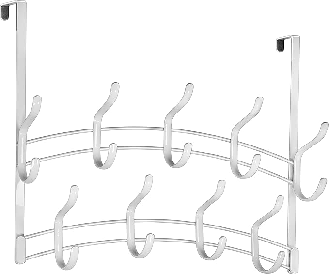 LYNK Professional® Home™ Over the Door Hooks - 18 Hook – Over the Door Coat Rack - Over the Door Hanger - Hanging Towels or Clothes - Bathroom, Bedroom, Laundry Room - Lifetime Ltd. Warranty, White