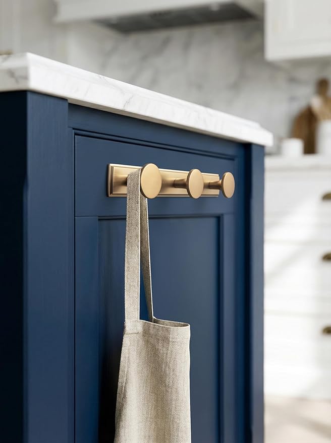Goo-Ki Champagne Bronze Coat Rack Wall Mount with Escutcheon Backplate, Modern Heavy Duty Zinc Alloy Coat Hooks, Soft Gold Hat and Towel Hanger Rail for Entryway, Bathroom and Mudroom (3 Hooks)