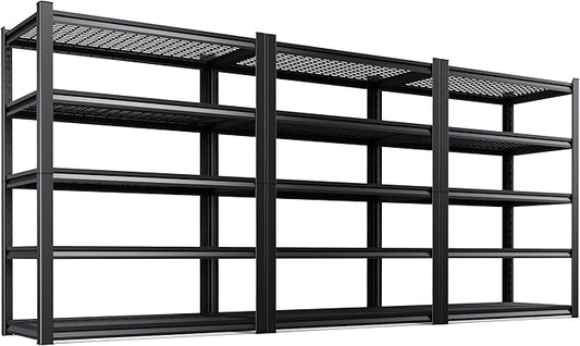 3-Pack 36''W Storage Shelves,3000LBS Garage Shelving ,Adjustable Garage Shelves ,Heavy Duty Metal Shelving, 5 Tier Utility Steel Shelf, Easy-to-install Shelving Units and Storage 71.2''x35.4''x15.7"