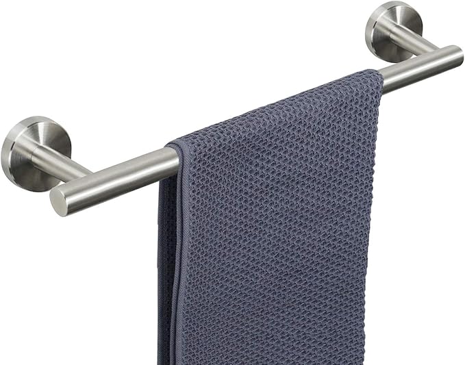 NearMoon Bath Towel Bar, Thicken Stainless Steel Shower Towel Rack Holder Wall Mounted for Bathroom, 20-lnch Overall Length-17-lnch Usable Hanging Space (1 Pack, Brushed Nickel)