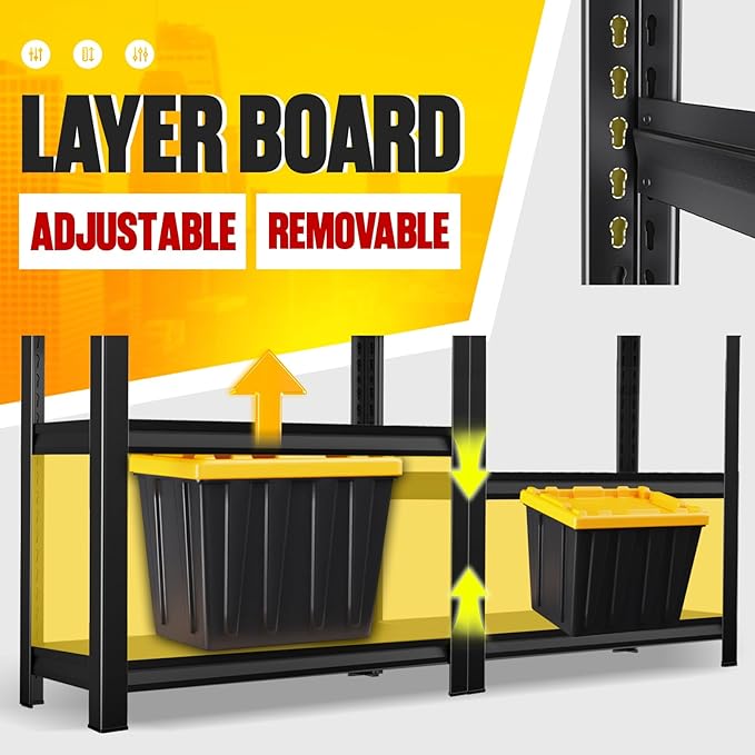72"H Garage Shelving, Adjustable Garage Storage Shelves 3000LBS Heavy Duty Shelving 5-Tier Metal Shelving Units fou Garage, Utility Shelf Rack for Warehouse,Basement, Shop, 72''H x 36''W x 12''D
