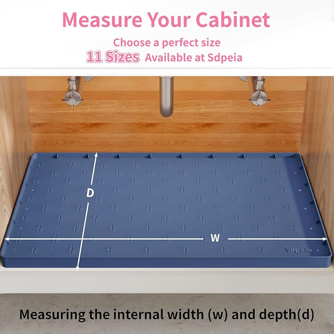 Sdpeia Under Sink Mat 28"×22" Waterproof Silicone Cabinet Liner & Sink Protector for Kitchen & Bathroom, Multi-Purpose Organizers Tray for Pets, Laundry, Cat Litter Mat