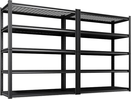 2-Pack 46''W Storage Shelves,3000LBS Garage Shelving ,Adjustable Garage Shelves ,Heavy Duty Metal Shelving, 5 Tier Utility Steel Shelf, Easy-to-install Shelving Units and Storage 78''x45.6''x19.7"