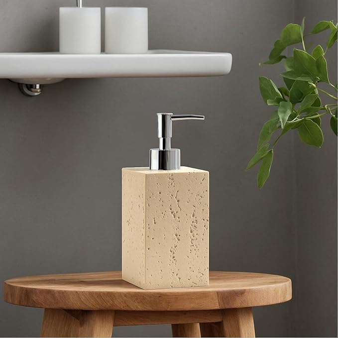 Soap Dispenser 420ML 14OZ, 2pcs Luxurious Hand Dish Soap Dispenser Set, Refillable Lotion Bottle with Rustproof Pump for Bathroom Countertop Kitchen Sink (Yellow)