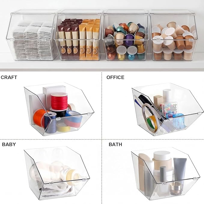 Yerliker 25 Pcs Clear Plastic Storage Bins with Lids Large Stackable Pantry Storage Organizer Bins Kitchen Organization Cabinet Organizers Ideal Containers for Fridge Kitchen Cabinets Bathroom