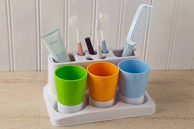 Aebeky Toothbrush Holder Kids Family Set for Bathroom Storage Organizer