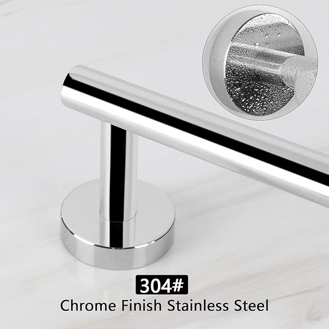 NearMoon Bath Towel Bar, Thicken Stainless Steel Shower Towel Rack Holder Wall Mounted for Bathroom, 33-lnch Overall Length-30-lnch Usable Hanging Space (1 Pack, Chrome Finish)