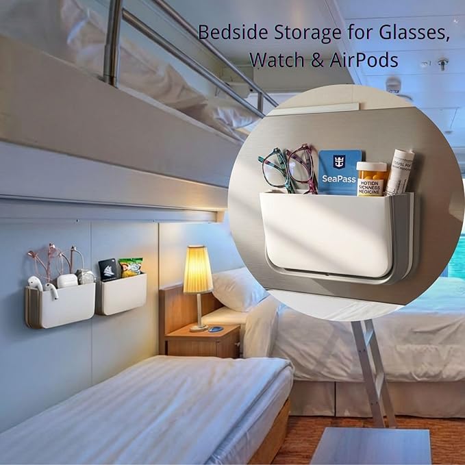 Cruise Magnetic Toothbrush Holder 2 Pack Cabin Walls, Foldable Toiletry Organizer for Disney RoyalCaribbean Carnival Cabin Bathroom, Strong Magnet, No Drilling, Space-Saving Travel Essential