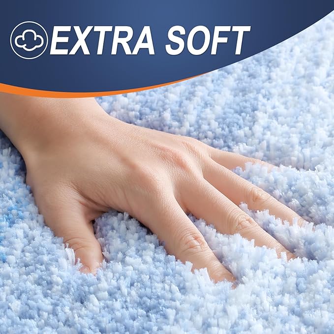 OLANLY Bathroom Rug Set 2 Piece, Soft Absorbent Microfiber Bath Rug Set, Non-Slip, Machine Wash Dry, Plush Shaggy Bath Mats for Bathroom (47"x20"+24"x16", Light Blue)