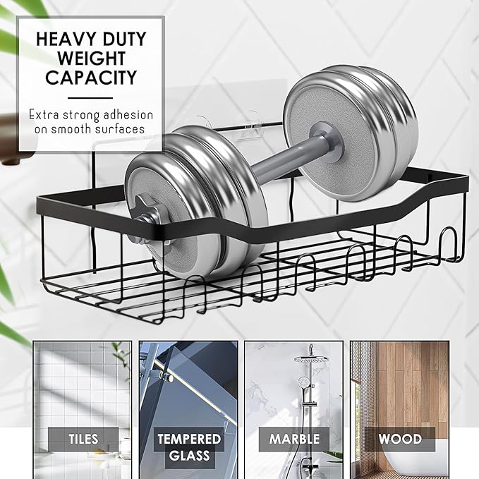 Clara Clark Bathroom Set - Sage Green Bathroom Accessories Set, 6PC Bathroom Accessory Set, Bathroom Sets with Bathroom Rugs, Adhesive Corner Shower Caddy Hanging, Toilet Brush & Trash Can
