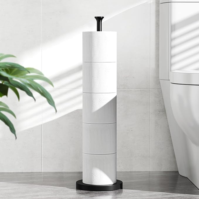 Toilet Paper Holder Stand(with Reserve Function), Free-Standing Spare Rolls Storage Holder, Stainless Steel, Modern Design