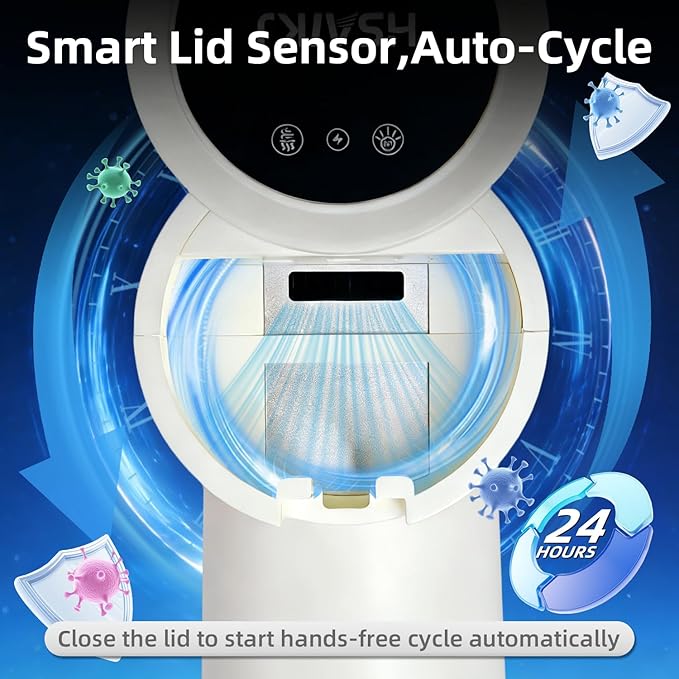 Wall Mounted Toothbrush Holder, 3-in-1 Electric Toothbrush Organizer for Personal Use, Smart Sensor Lid, Fast Air Drying, Compact with Magnetic Cup (White)