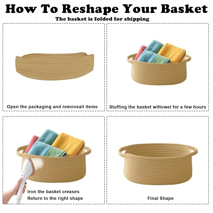 2 Pack Small Woven Rope Basket-Empty Gifts Basket with Bag and Ribbons,Cute Handle Organizer Box for Birthday/Baby Shower, Toy Storage, Nursery Organizing & Shelf Decor(Grey)
