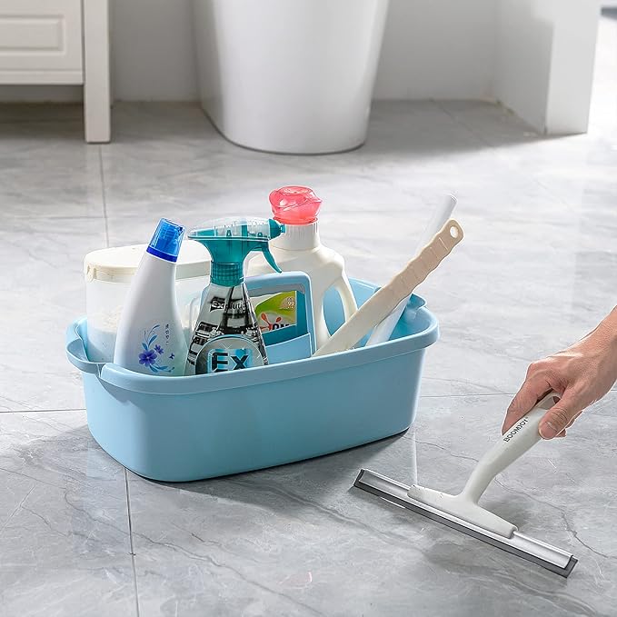 Goderewild 2-Pack Multi-Purpose Plastic Cleaning Caddy with Handle, Shower Caddy Organizer - Storage Basket/Totes Portable for Bathroom Supplies, Cleaning Products, Under Sink Tool. (Gray)