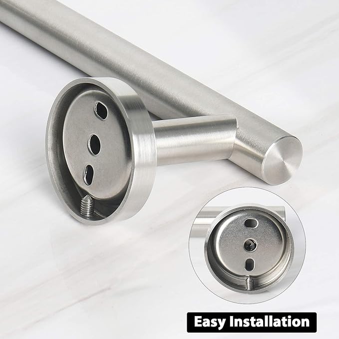 NearMoon Bath Towel Bar, Thicken Stainless Steel Shower Towel Rack Holder Wall Mounted for Bathroom, 33-lnch Overall Length-30-lnch Usable Hanging Space (1 Pack, Brushed Nickel)