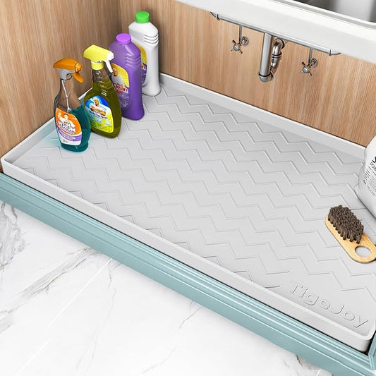 TigeJoy 25" x 19" Under Sink Mats for Kitchen Waterproof, Leak-Proof Silicone Mat Sink Protector and Cabinet Liner, Kitchen Essentials Organizer and Storage, Boot or Shoe Tray, Pet Feeding Mat