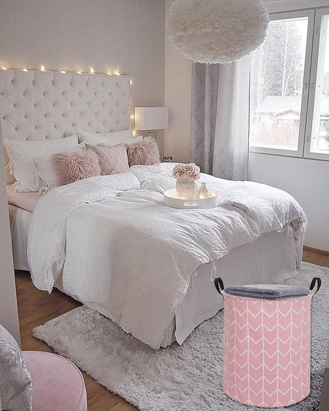 Round Laundry Hamper Storage Basket Fabric Material Storage Hamper Organization Basket, Storage Bin, Gift Box with Handles for Room