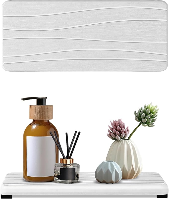 2PCS Water Absorbing Stone Tray, Fast Drying Stone Sink Tray, Water Absorbent Diatomite Trays, Stones Soap Trays, Diatomite Coasters for Kitchen Sink Bathroom Counter, Hand Soap Dish & Holders