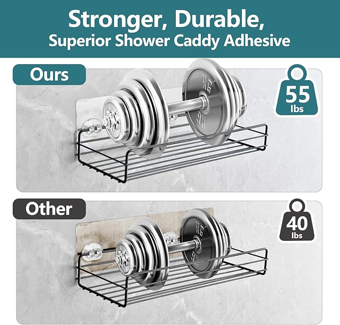 14 Pack Shower Caddy Adhesive Replacement, Strong Shower Shelf Adhesive Hooks for Corner Shelf Basket, Bathroom Rack, Kitchen Rack and Soap Holder