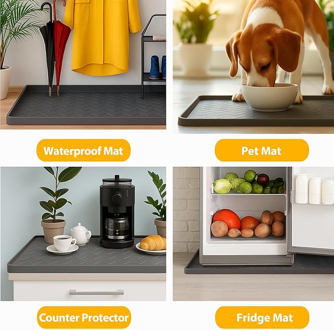 TigeJoy 31" x 19" Under Sink Mats for Kitchen Waterproof, Leak-Proof Silicone Mat Sink Protector and Cabinet Liner, Kitchen Essentials Organizer and Storage, Boot or Shoe Tray, Pet Feeding Mat