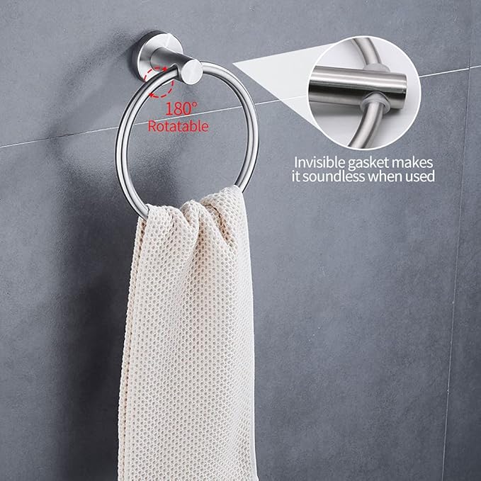 10pcs Bathroom Hardware Set, Brushed Nickel Bathroom Hardware Set, Including 16" Hand Towel Bars, Toilet Paper Holders, Towel Rings, Robe Towel Hooks