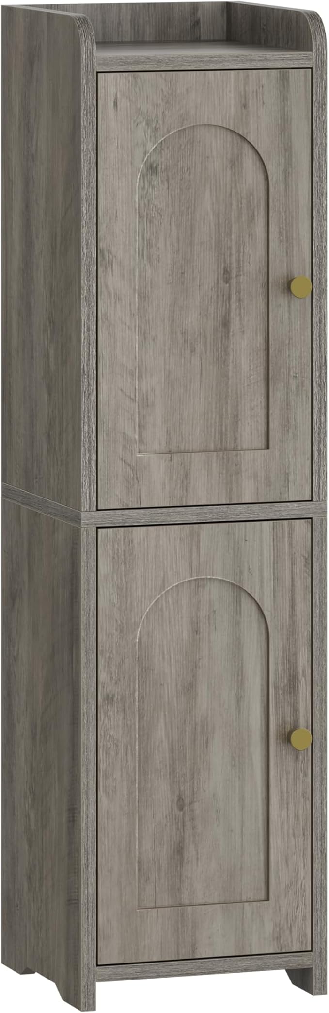 Hzuaneri Bathroom Storage Cabinet, Small Corner Floor Cabinet with 2 Doors and Adjustable Shelf, Narrow Toilet Paper Cabinets, Bathroom Organizer for Small Spaces, 7.9" D x 7.9" W x 29.5" H Greige