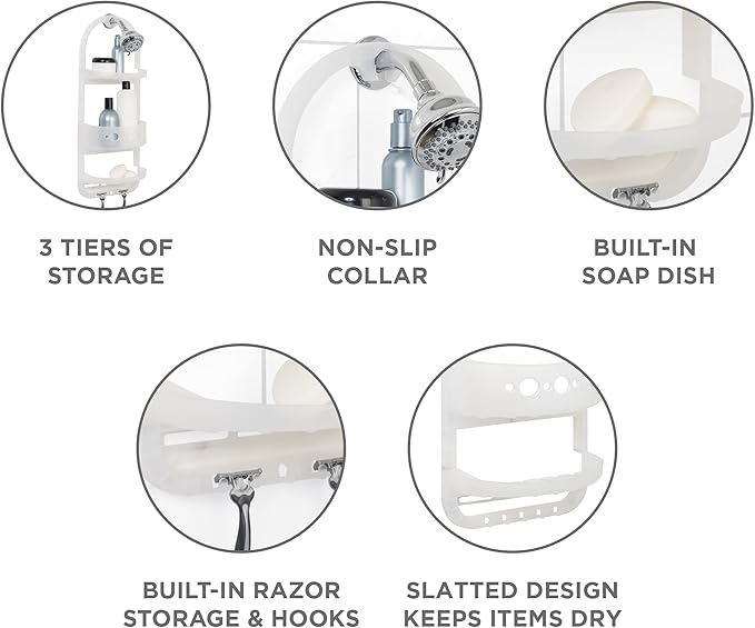 Zenna Home 5890KK, Large Over-the-Showerhead Caddy, Frosted